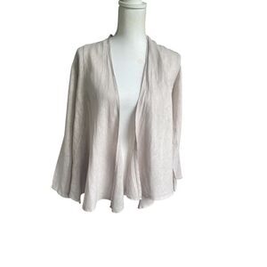 Women’s 100% Linen Open Front Jacket Tan Size S/M Lagenlook